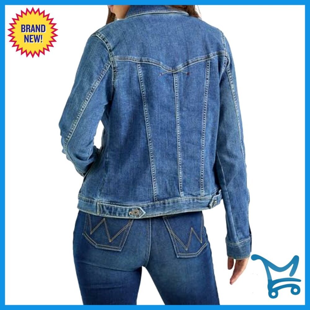 Stretch Denim Jacket Classic Wardrobe Staple Button Closure Soft Cotton Blend - Picture 2 of 6